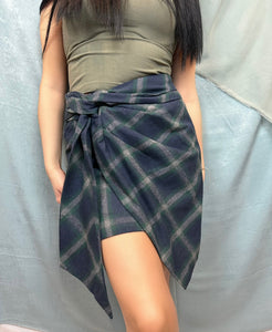 Plaid Overlap Skirt
